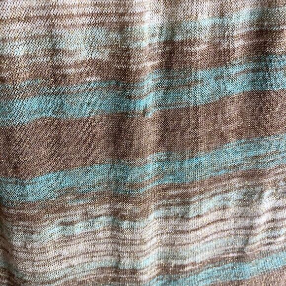 Tommy Bahama Women's Brown Blue Striped Sparkling Surplice Dress Maxi Medium - Picture 3 of 11